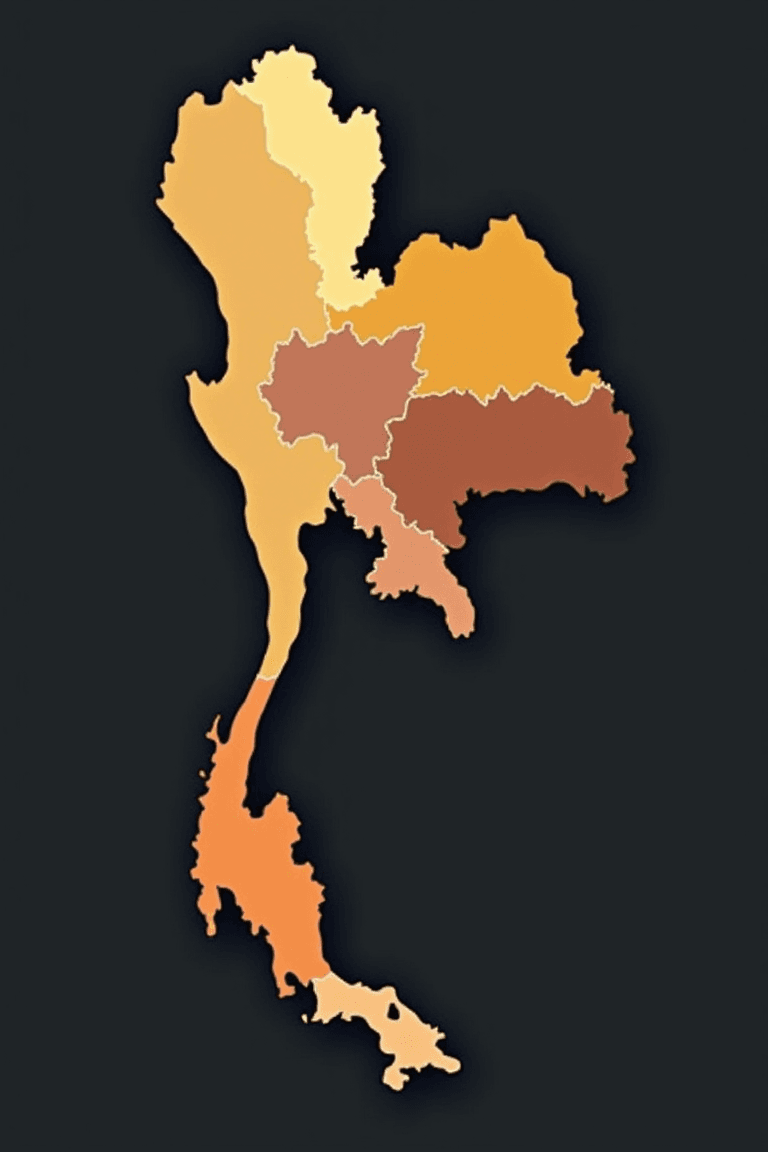 แผนที่ประเทศไทย ๕ ภูมิภาค